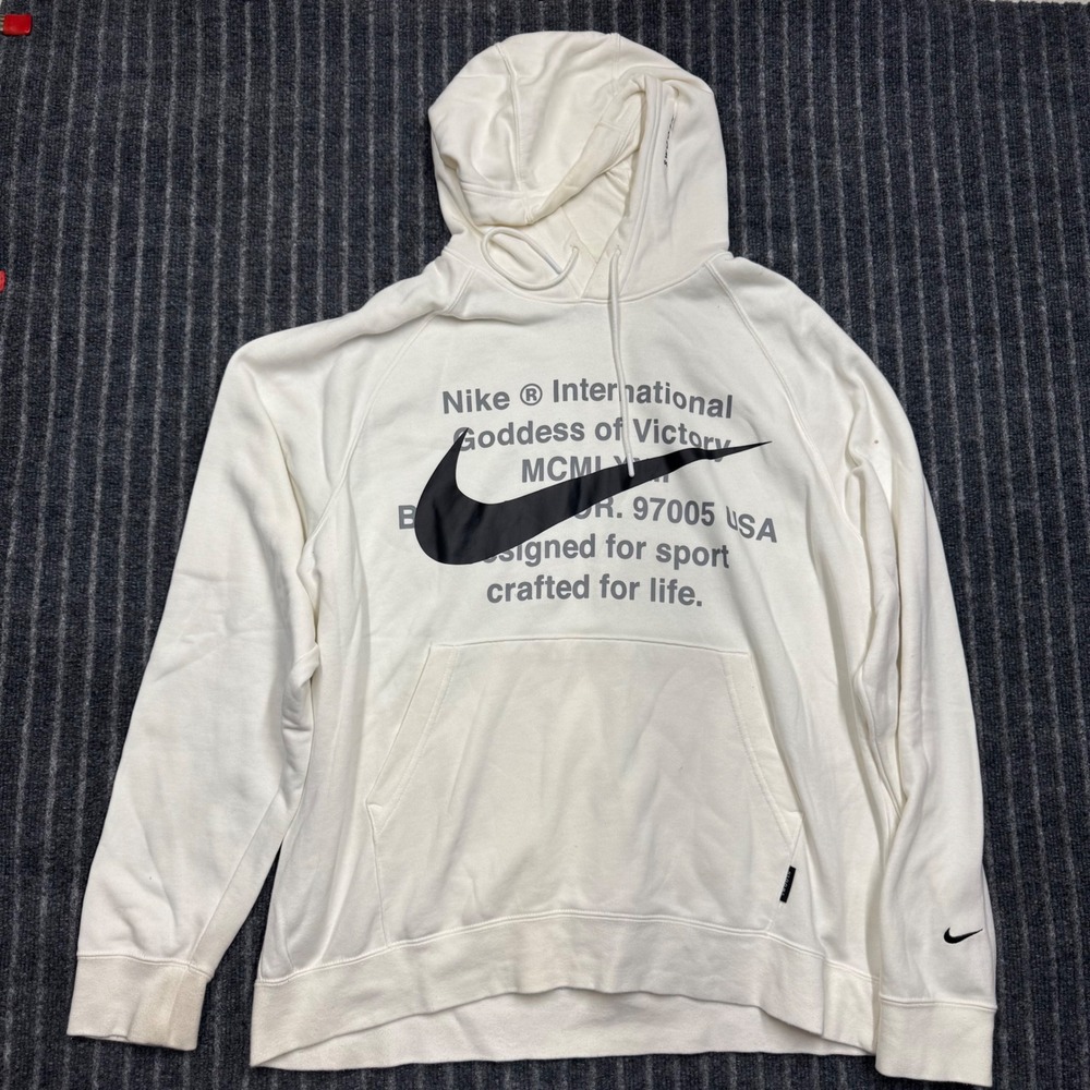 Nike Mens International Goddess of Victory Hoodie XL White Graphic Pullover